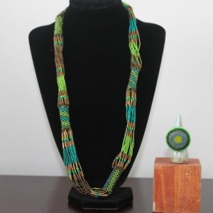Green Vovo Necklace wt Bugle Beads